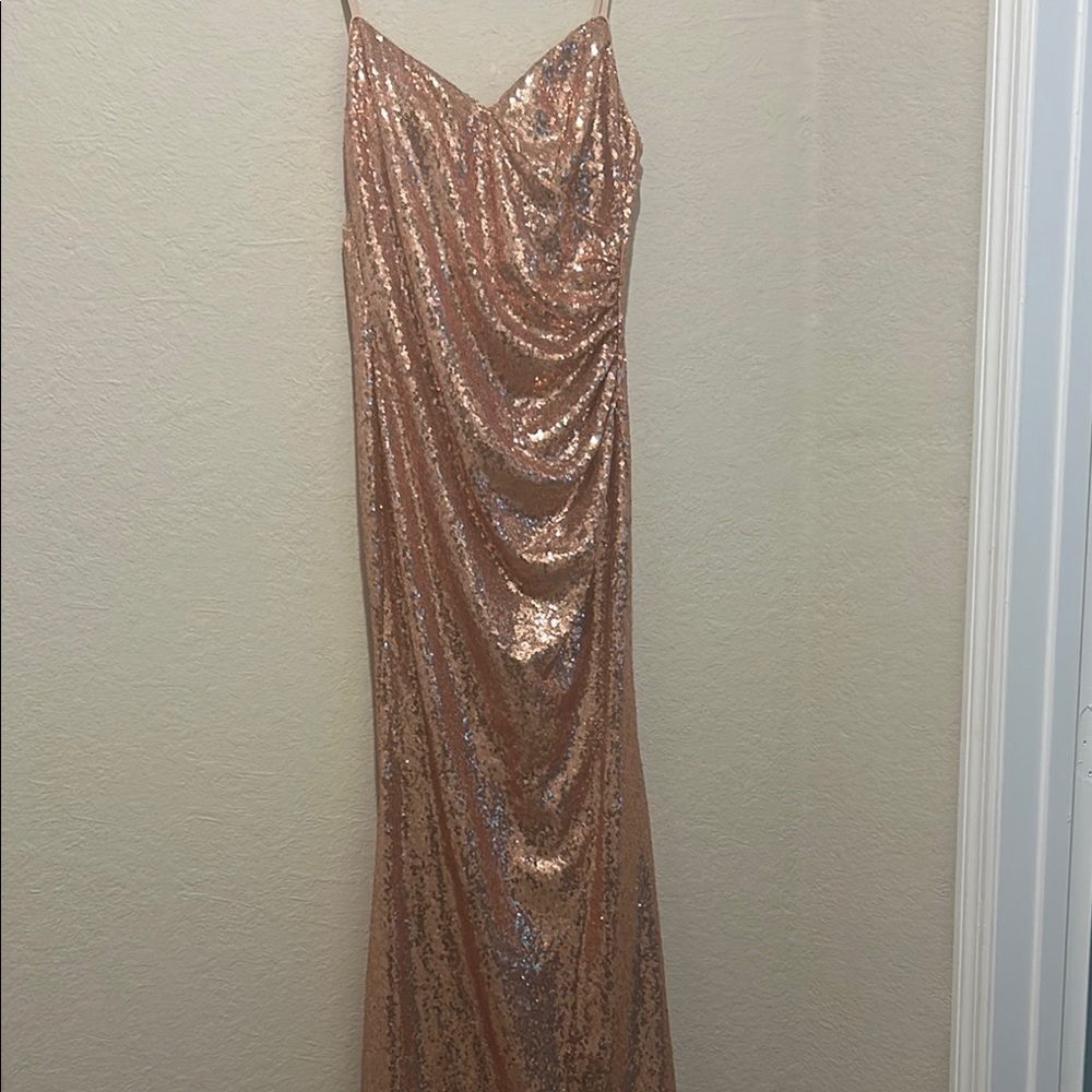 Sequin Evening Gown - Rose Gold